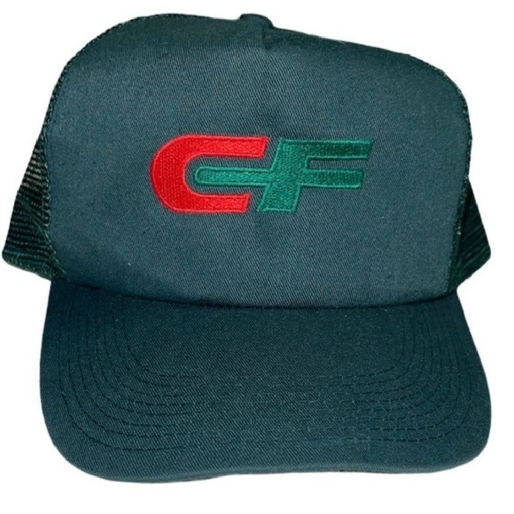 Vintage Central Freight Trucker Hat CF Logo Snapback green red cintas